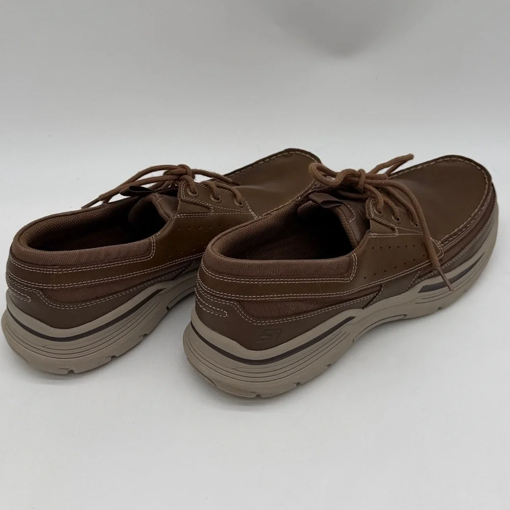 Skechers Mens Leather Relaxed Fit Air Cooled Memory Foam Size 12 USA 56296 Tan